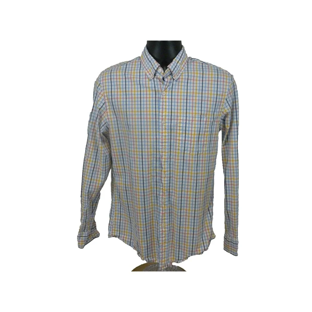 J Crew Shirt Mens M Flex Washed Slim Fit Graph Plaid Button Down Long Sleeve Ivy